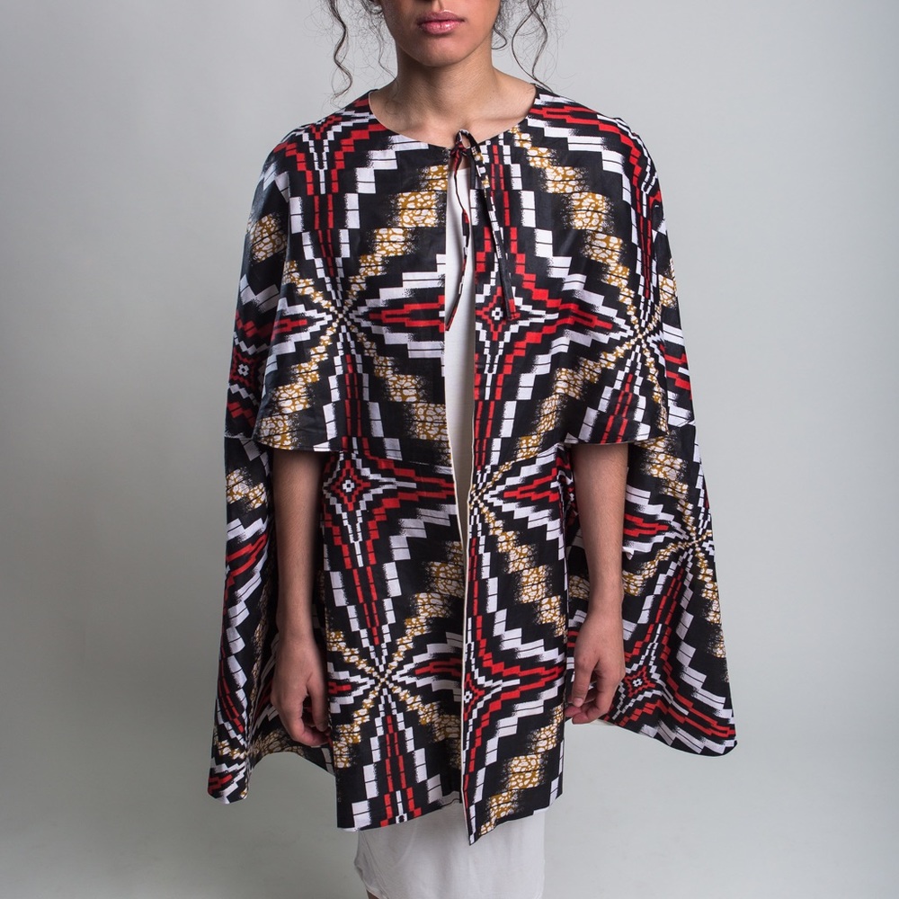 LALA long African wax print cape